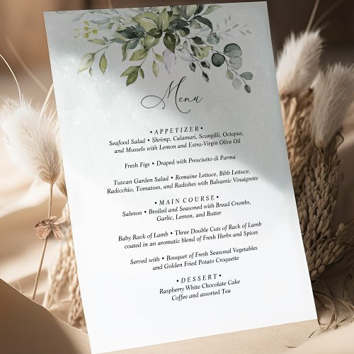 Menu Greenery Minimalist Script Wedding