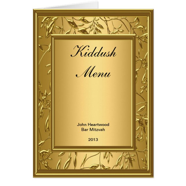 Menu Kiddush, Brunch, Bat Bar Mitzvah Popular Cards (Front)
