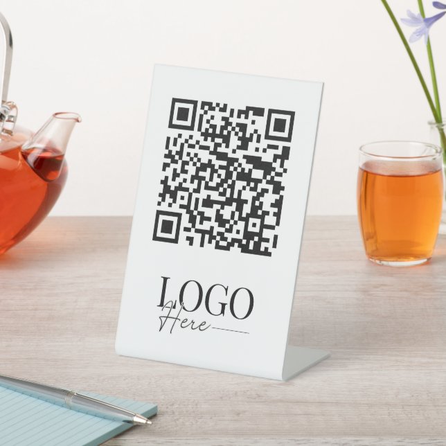 Menu Logo QR Code business Modern Minimal Simple Pedestal Sign (In SItu)