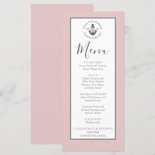 Menu Nautical-Themed Floral Anchor Dusty Rose Pink