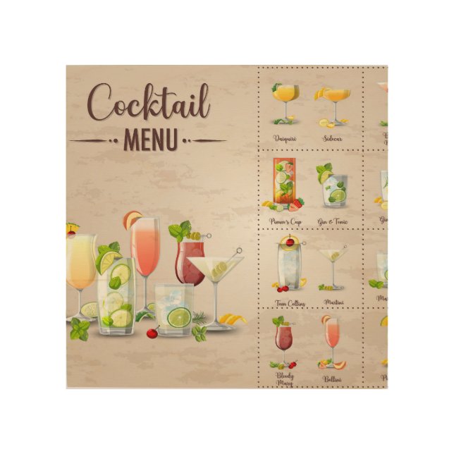  Menu of Alcohol Drink Wood Wall Art (Front)