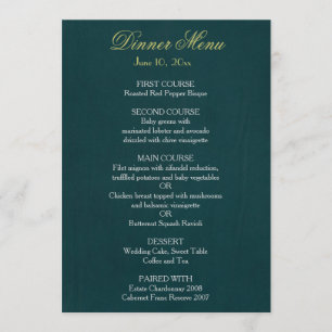 Menu on dark green background