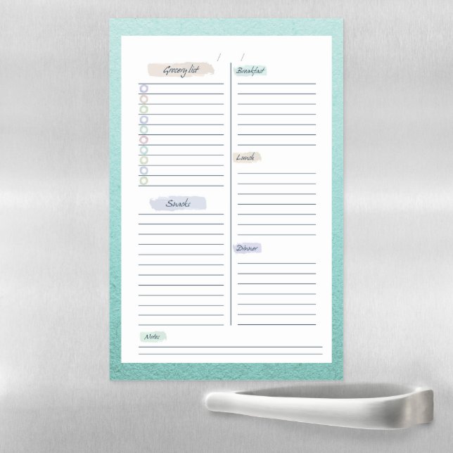Menu Planner Blue Border Magnetic Dry Erase Sheet (In Situ)