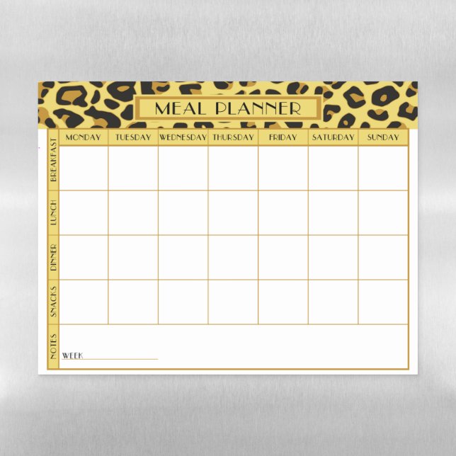 Menu Planner Leopard Pattern Magnetic Dry Erase Sheet (Horizontal)