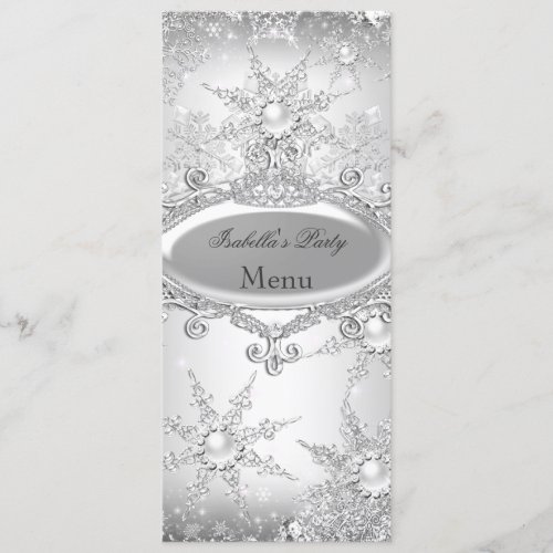 Menu Princess Winter Wonderland Silver White