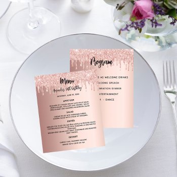 Menu Program Rose Gold Birthday Party by Thunes at Zazzle