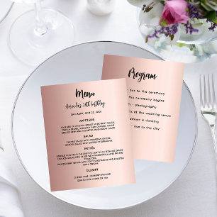 Menu program rose gold birthday party budget flyer
