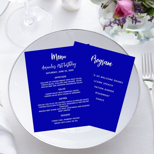 Menu program royal blue white