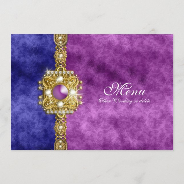 menu purple blue damask bling (Front)