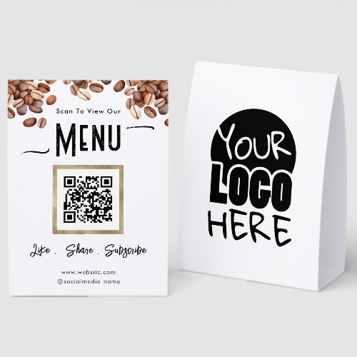 Menu QR Code Point of Sale Coffee Paper Table Tent Menu QR Code Point of Sale Coffee Paper Table Tent