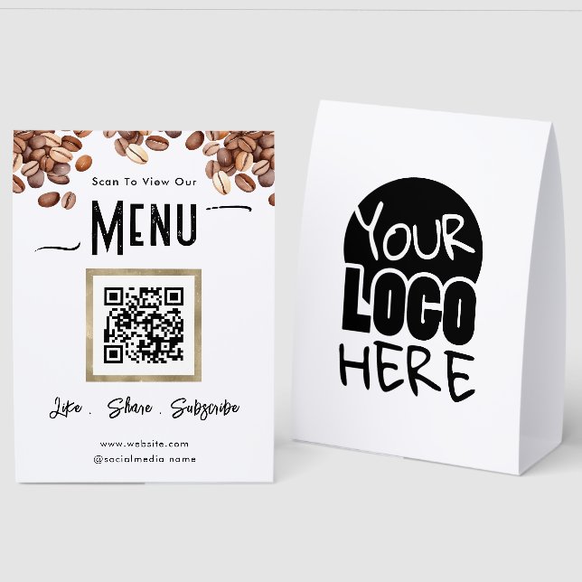 Menu QR Code Point of Sale Coffee Paper Table Tent (Front/Back)