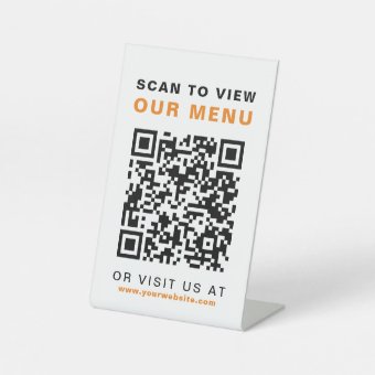 Menu QR Code Restaurant Cafe Pedestal Sign | Zazzle