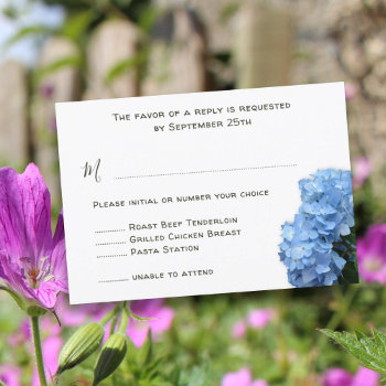 Menu Reply Card Enclosure Blue Floral Wedding by BlueHyd at Zazzle