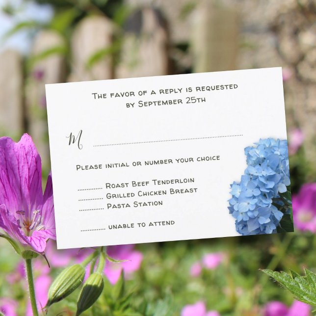 Menu Reply Card Enclosure Blue Floral Wedding (Creator Uploaded)