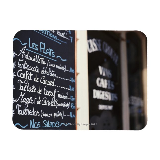 Menu Sign Outside a Cafe in Bordeaux, France Magnet (Horizontal)