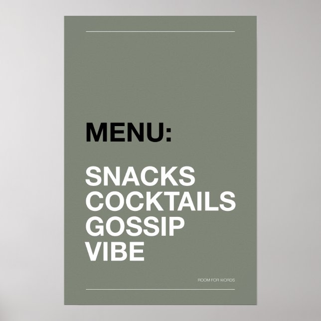 MENU: SNACKS – Funny Kitchen Poster (Front)