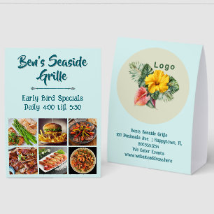 Menu Special Photos Logo Restaurant Paper Table Tent