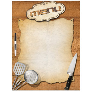 Menu table brown dry erase board