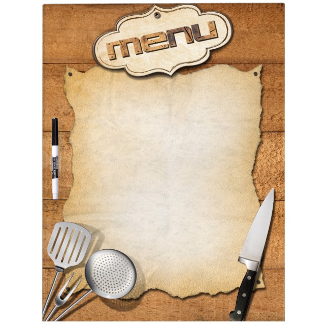 Menu table brown dry erase board (Front)