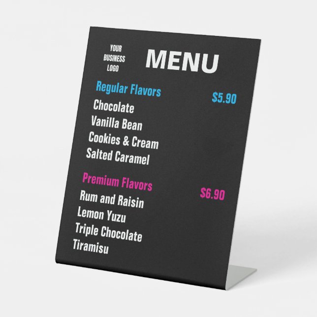 Menu Template, Menu Signage, Price List  Pedestal Sign (Front)