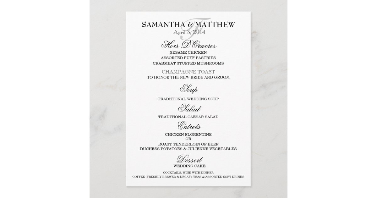 Menu template wedding engagement anniversary Zazzle Menu template wedding engagement anniversary Zazzle