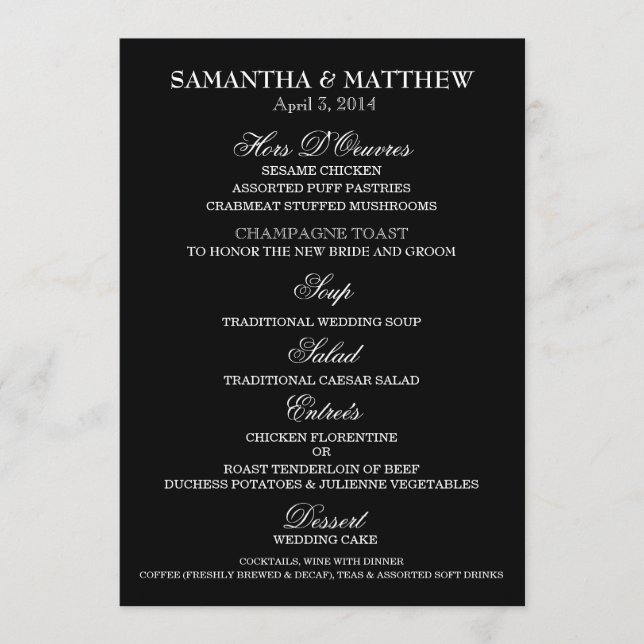 Menu template wedding engagement anniversary (Front)