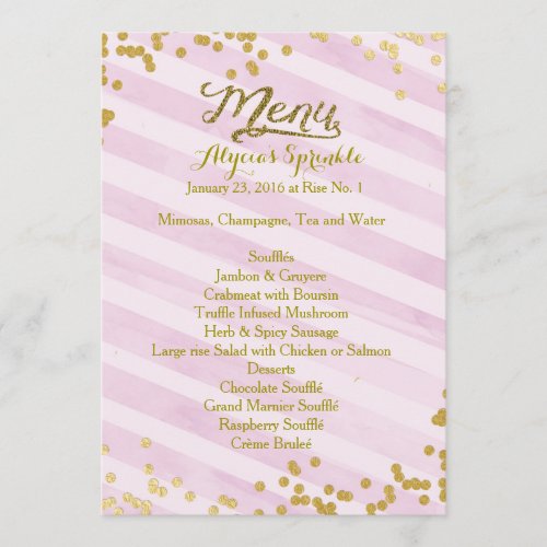 Menu to Match Baby Sprinkle Invitation