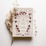Menu Vintage Burgundy Red Art Nouveau Invitation<br><div class="desc">Menu Card in Art Nouveau style for your vintage-themed wedding in a floral, romantic, and whimsical design. Classic flourishes complement classic art deco fonts. Please enter your custom information, and you're done. If you wish to change the design further, click the blue "Customize It" button. Thank you so much for...</div>