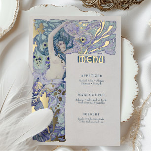 Menu Vintage Mermaid Art Nouveau Foil Invitation