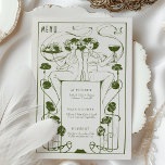 Menu Vintage Muted Sage Green Art Nouveau Invitation<br><div class="desc">Menu Card in Art Nouveau style for your vintage-themed wedding in a floral, romantic, and whimsical design. Classic flourishes complement classic art deco fonts. Please enter your custom information, and you're done. If you wish to change the design further, click the blue "Customize It" button. Thank you so much for...</div>