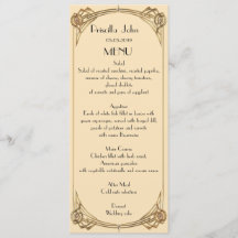 Menu Wedding,menu meeting,great Gatsby,ivory,gold