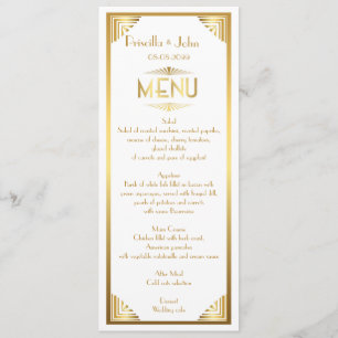 Menu Wedding,menu meeting,great Gatsby,white,gold