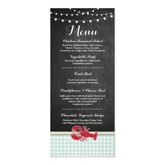 Menu Wedding Reception Crawfish Boil Lobster Beach Invitation