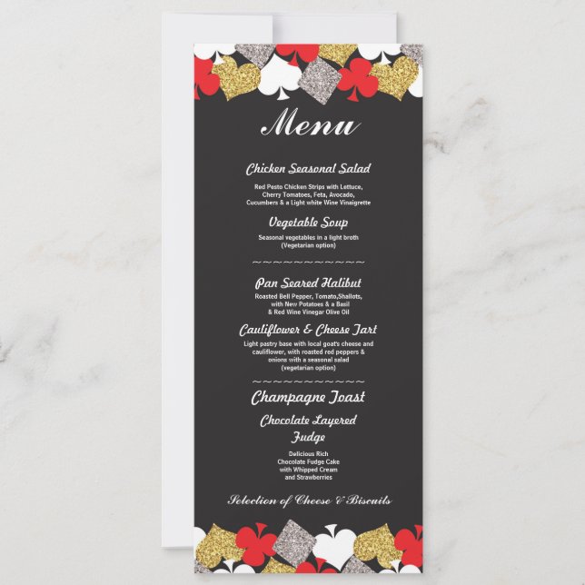 Menu Wedding Reception Las Vegas Casino Card (Front)