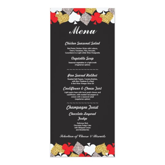 Menu Wedding Reception Las Vegas Casino Card Zazzle Com