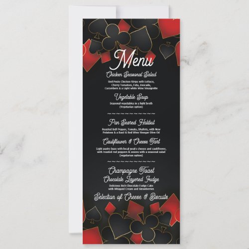 Menu Wedding Reception Las Vegas Casino Card