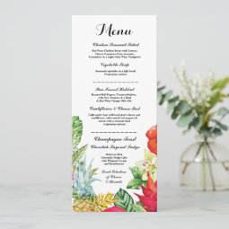 Menu Wedding Reception Rustic Luau Aloha Cards | Zazzle