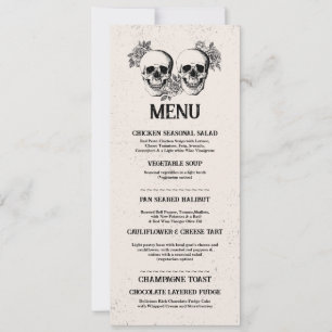 Menu Wedding Reception Rustic Skulls Roses Menus Invitation