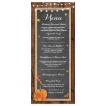 Menu Wedding Reception Rustic Wood Pumpkin Fall Invitation