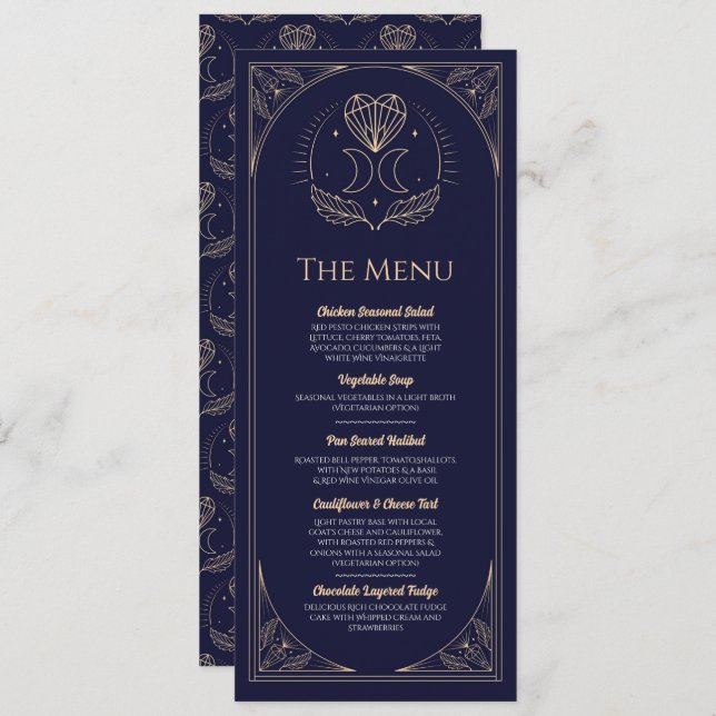 Menu Wedding Tarot Moon Heart Reception Party Invitation (Front/Back)
