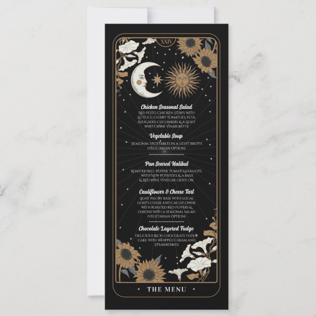Menu Wedding Tarot Sun Moon Reception Party Invitation (Front)