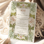 Menu Wedding Vintage Art Nouveau by Mucha Dinner Invitation<br><div class="desc">Menu Card in Art Nouveau style for your vintage-themed wedding by Alphonse Mucha in a floral, romantic, and whimsical design. Victorian flourishes complement classic art deco fonts. Please enter your custom information, and you're done. If you wish to change the design further, click the blue "Customize It" button. Thank you...</div>