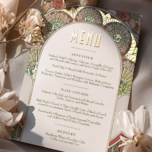 Menu Wedding Vintage Art Nouveau by Mucha Invitati Foil Invitation