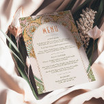 Menu Wedding Vintage Art Nouveau by Mucha Invitati Invitation<br><div class="desc">Menu Card in Art Nouveau style for your vintage-themed wedding by Alphonse Mucha in a floral, romantic, and whimsical design. Victorian flourishes complement classic art deco fonts. Please enter your custom information, and you're done. If you wish to change the design further, click the blue "Customize It" button. Thank you...</div>