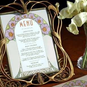 Menu Wedding Vintage Art Nouveau by Mucha Invitati Invitation