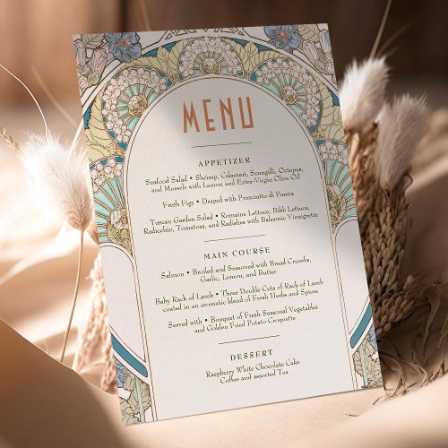 Menu Wedding Vintage Art Nouveau by Mucha Invitati Invitation