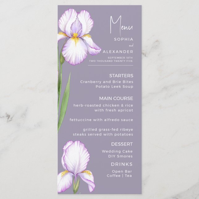 Menus for a modern wedding. (Front)