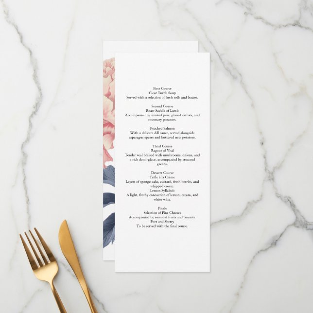 Menus Template Elegant Floral Marriage (Front/Back In Situ)