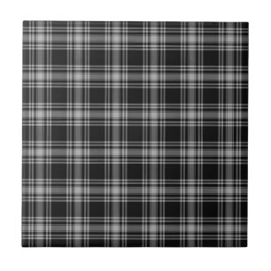 Menzies Black Scottish Tartan Plaid Pattern Ceramic Tile