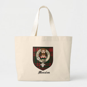 Menzies Clan Crest Badge Tartan Large Tote Bag